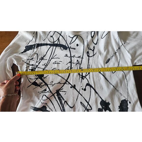 Jess & James Scrolls Asymmetrical Black Scribble Tunic Shirt , Womens Sz L - Picture 10 of 13